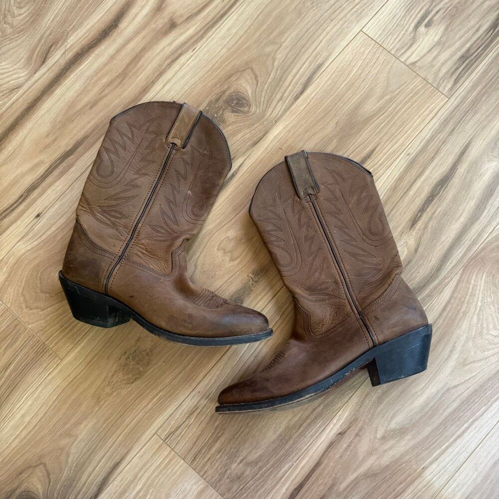 Durango Womens Tan Leather Cowboy Western Pull-on Boots Size 8